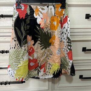 LOFT Black and Orange Mini Skater Skirt